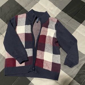 Janie and Jack plaid zip up sweater